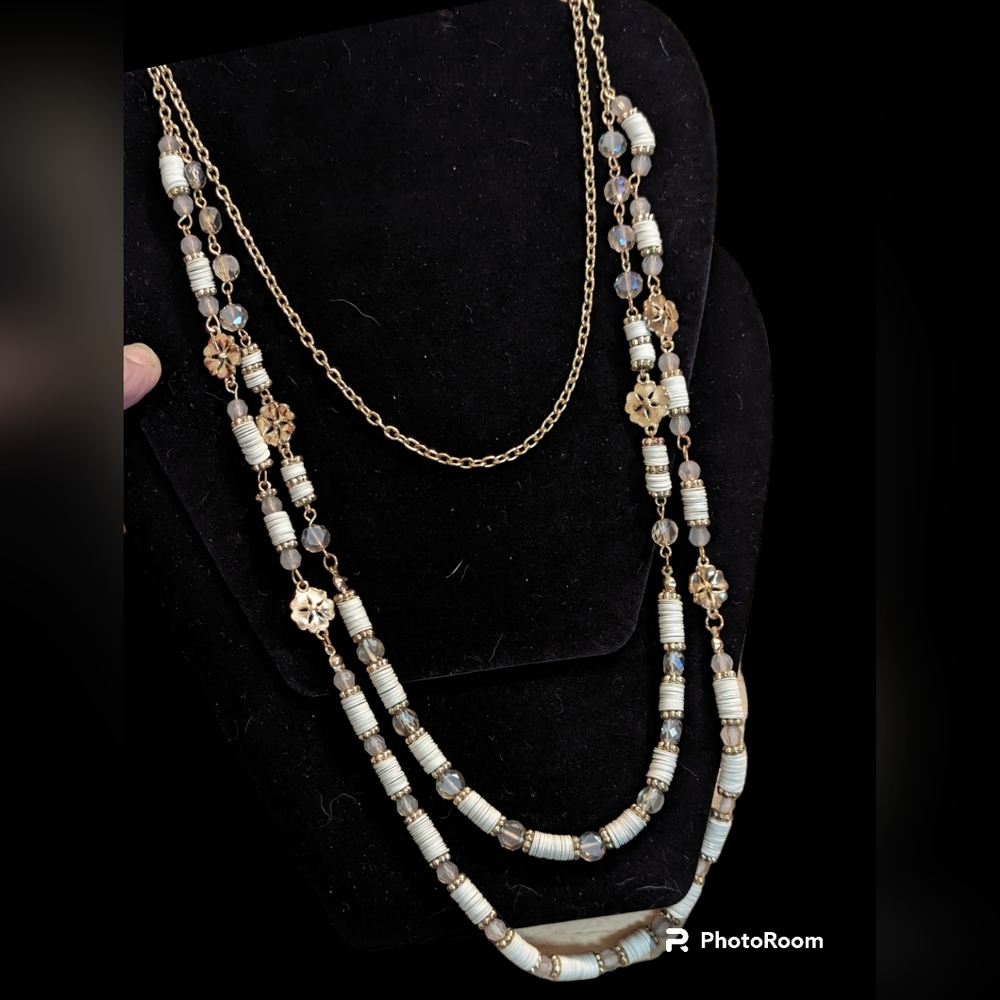 Goldtone & cream multi-strand Necklace